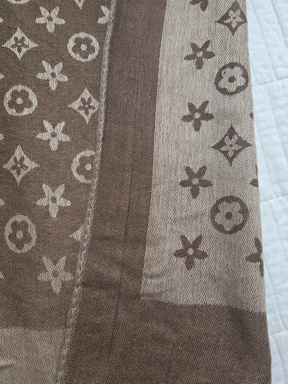 Classic Brown Monogram-Style Soft Wrap Scarf
